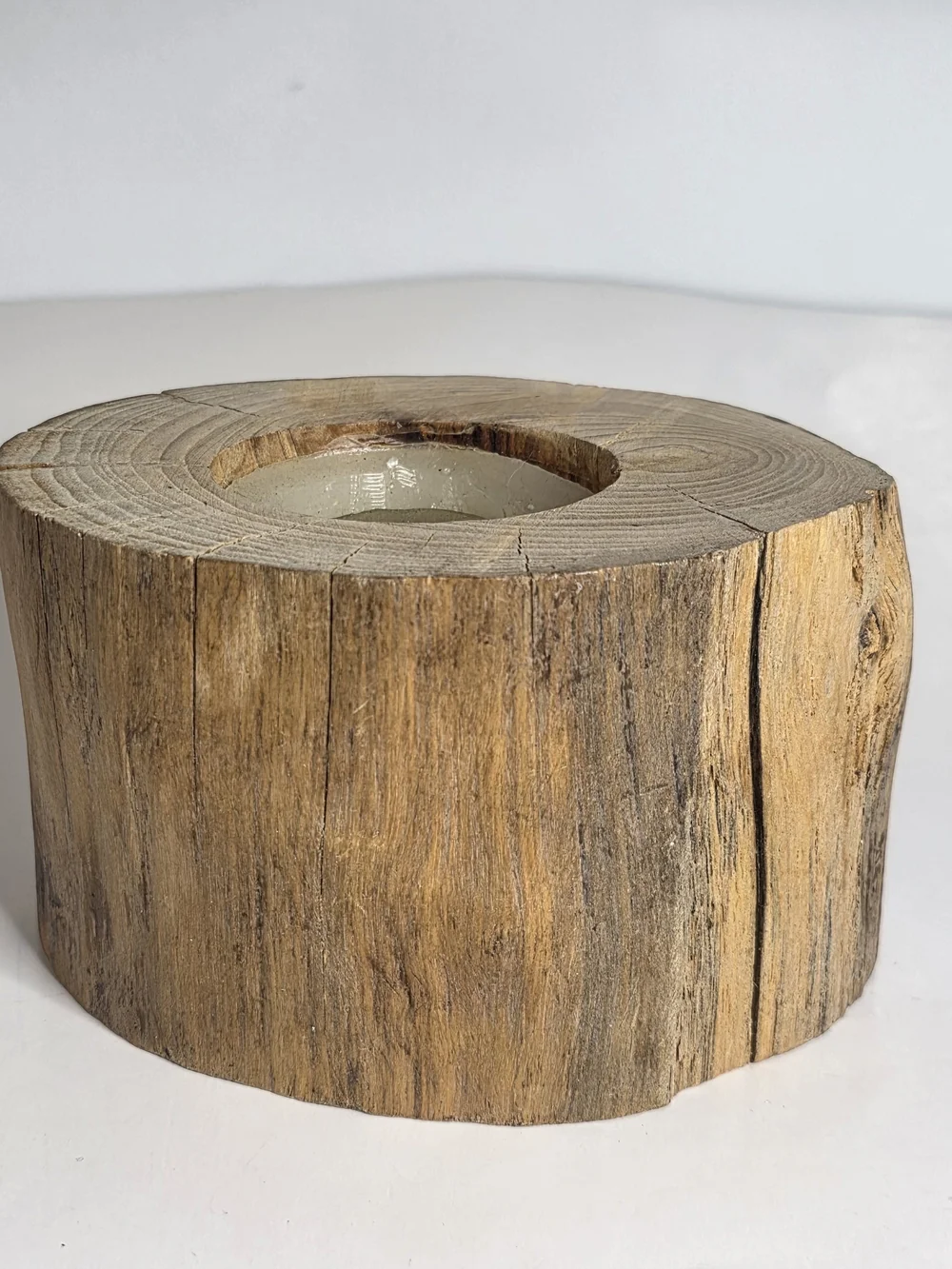 Pottery Barn Rustic Wood Candle - Natural Brown log style New 5